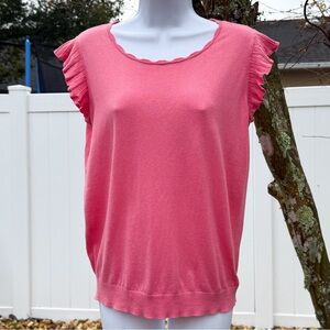 LOFT Coral Ruffle Sleeve Blouse